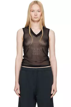 Эластичный джерси сетчатый топ Mm6 Maison Margiela, черный
