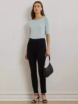 Эластичный хлопчатобумажный топ judy с коротким рукавом Ralph Lauren, цвет Aqua Pearl