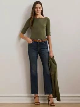 Эластичный хлопчатобумажный топ judy с коротким рукавом Ralph Lauren, цвет Olive Grove
