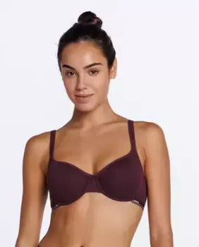 Эластичный хлопковый бюстгальтер на косточках с резиновым логотипом Punto Blanco, цвет Granate