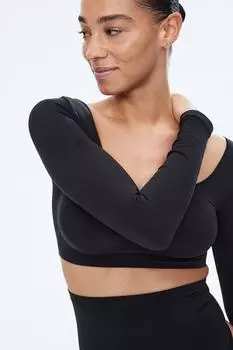 Эластичный и моделирующий топ с жесткой посадкой H&M, черный
