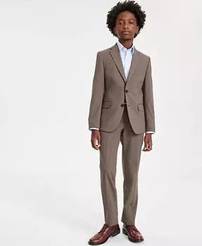 Эластичный костюм классического кроя в клетку для больших мальчиков в клетку Mini Check Brooks Brothers, коричневый