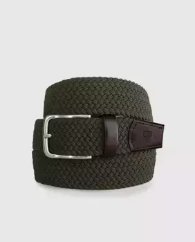 Эластичный плетеный ремень оливкового цвета Leyva