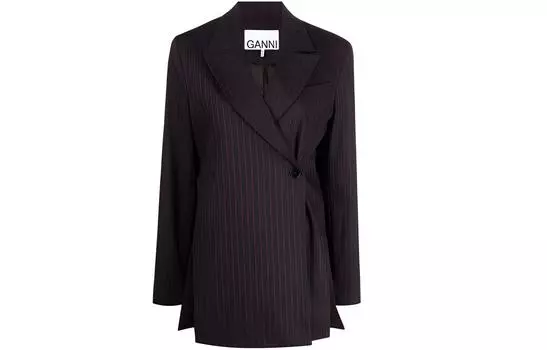 Эластичный полосатый блейзер «Sky Captain» GANNI, черный