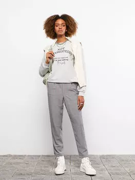 Эластичный пояс Стандартный крой Клетчатые карманы Подробные женские брюки LCW Casual