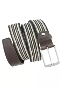 Эластичный ремень BERND GTZ с модной полосатой тесьмой и кожаной отделкой, коричневый
