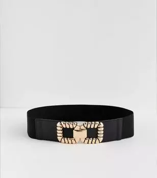 Эластичный ремень с квадратной пряжкой Curves New Look, черный