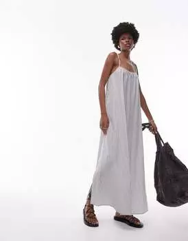 Эластичный свободный сарафан с квадратным вырезом Topshop в синюю полоску