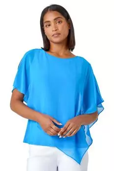 Эластичный топ асимметричного кроя с открытыми плечами Roman, синий