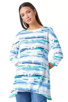 Эластичный топ с абстрактной полоской Roman, синий