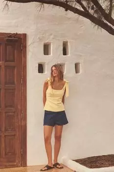 Эластичный топ с бантиками ZARA, желтый