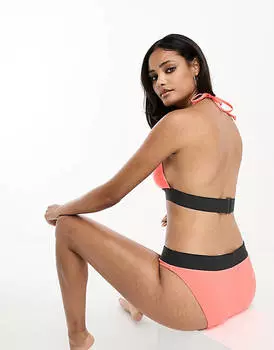 Эластичный топ с треугольными чашечками Superdry в цвете Hyper Fire Coral/Black