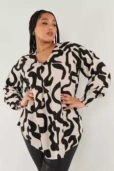 Эластичный топ со складками спереди и манжетами Yours, бежевый