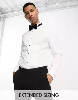 Элегантная белая атласная рубашка ASOS Premium с приталенным кроем, нагрудником и воротником с клапаном