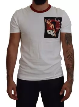 Элегантная белая хлопковая футболка с круглым вырезом Dolce & Gabbana