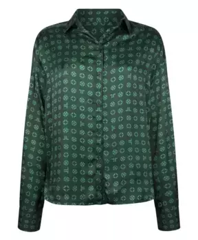 Элегантная блузка с планкой на электронных пуговицах Jane Lushka, зеленый