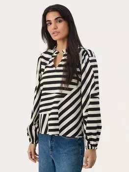 Элегантная блузка в геометрическую полоску Part Two, черный/белый
