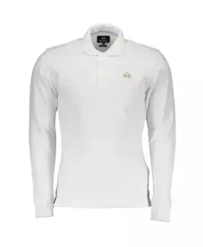 Элегантная футболка-поло приталенного кроя с вышивкой La Martina, белый