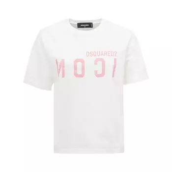 Элегантная хлопковая белая футболка для стильных женщин Dsquared2