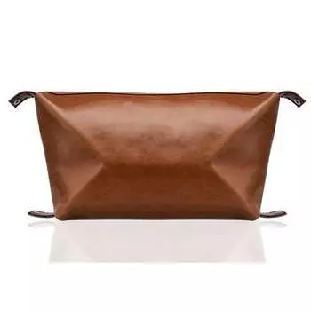 Элегантная кожаная мужская косметичка KEMER Brown - коричневый , коричневый