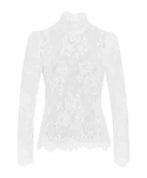 Элегантная кружевная блузка с воротником стойкой Ivy Oak, белый