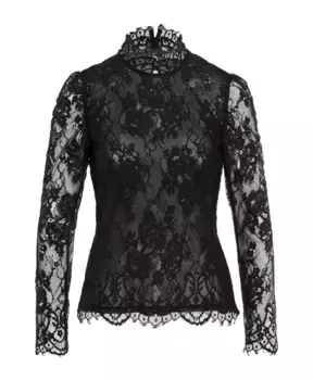 Элегантная кружевная блузка с воротником стойкой Ivy Oak, черный