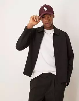 Элегантная куртка Харрингтон ASOS DESIGN в черную тонкую полоску