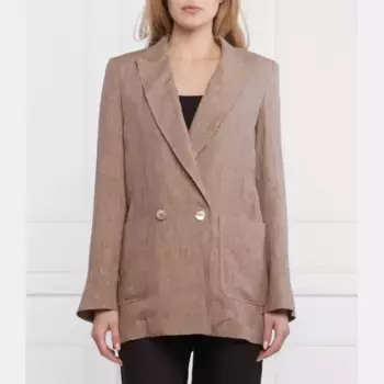 Элегантная льняная куртка Metora классического кроя Marella, коричневый