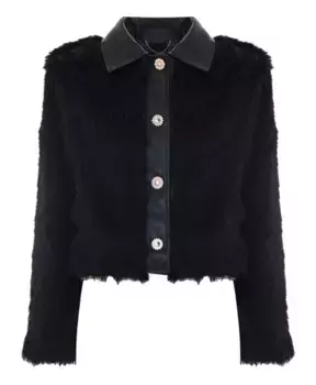 Элегантная меховая куртка с драгоценными пуговицами Kocca, черный