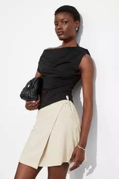 Элегантная мини юбка с запахом & Other Stories, бежевый