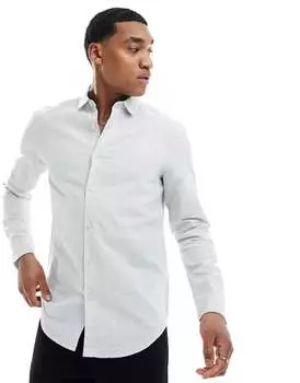 Элегантная мятная льняная рубашка с клубным воротником ASOS Wedding