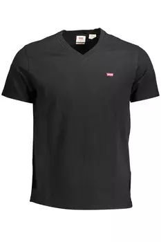Элегантная мужская хлопковая футболка Levi's с V-образным вырезом, черный