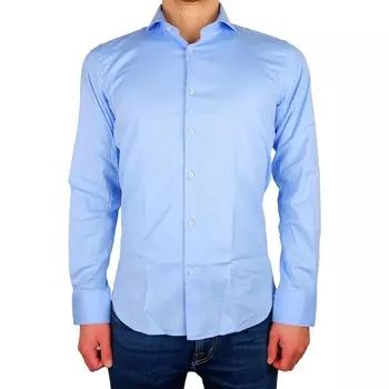 Элегантная мужская рубашка из миланского габардина Made in Italy, цвет Light Blue
