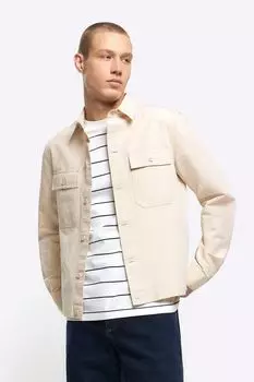 Элегантная рубашка из льна River Island, бежевый