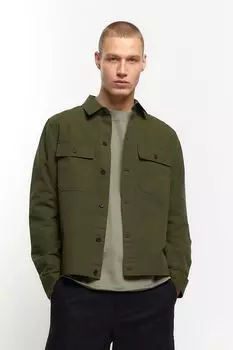 Элегантная рубашка из смесового льна с длинными рукавами River Island, зеленый