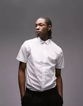 Элегантная рубашка с коротким рукавом белого цвета Topman