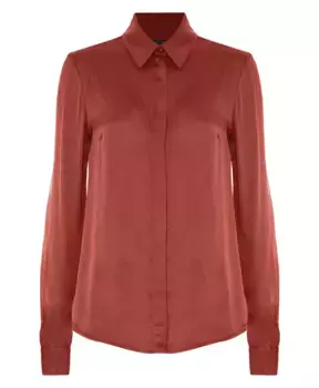 Элегантная рубашка в стиле минимализма со потайными пуговицами. Kocca, оранжевый
