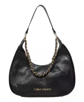 Элегантная сумка через плечо с тисненым логотипом Carlo Colucci, черный