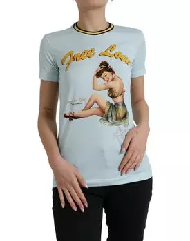 Элегантная светло-голубая хлопковая футболка Dolce & Gabbana