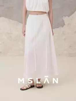Элегантная юбка Mslan утягивающая средней длины, белый