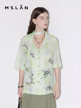 Элегантная женская рубашка Mslan с принтом, пастбище зеленое
