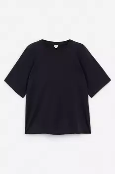 Элегантно ниспадающая футболка из хлопка Arket, синий