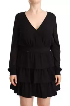 Элегантное черное мини-платье А-силуэта с длинными рукавами LIU JO