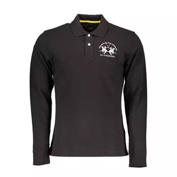 Элегантное черное поло с длинными рукавами для мужчин La Martina