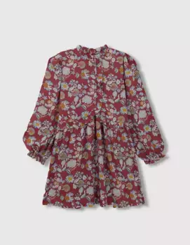 Элегантное девичье платье с принтом и пышными рукавами Gocco, цвет Granate