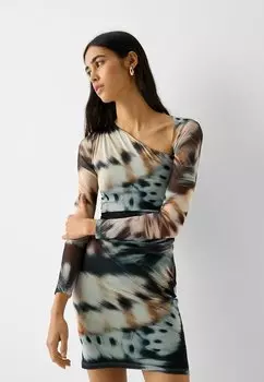 Элегантное платье Asymmetric Bershka, черный