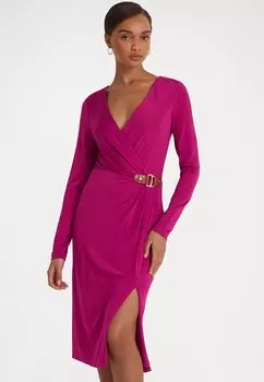 Элегантное платье Bertee Long Sleeve Cocktail Dress Lauren Ralph Lauren, цвет fuchsia berry