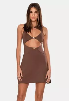 Элегантное платье Chiara Cut Out OW Collection, коричневый