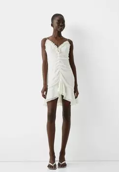 Элегантное платье Mini Bershka, бежевое