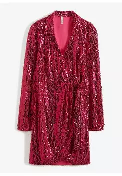 Элегантное платье MIT PAILLETTEN bonprix, фуксия